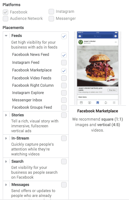 Facebook-Anzeigenplatzierungen