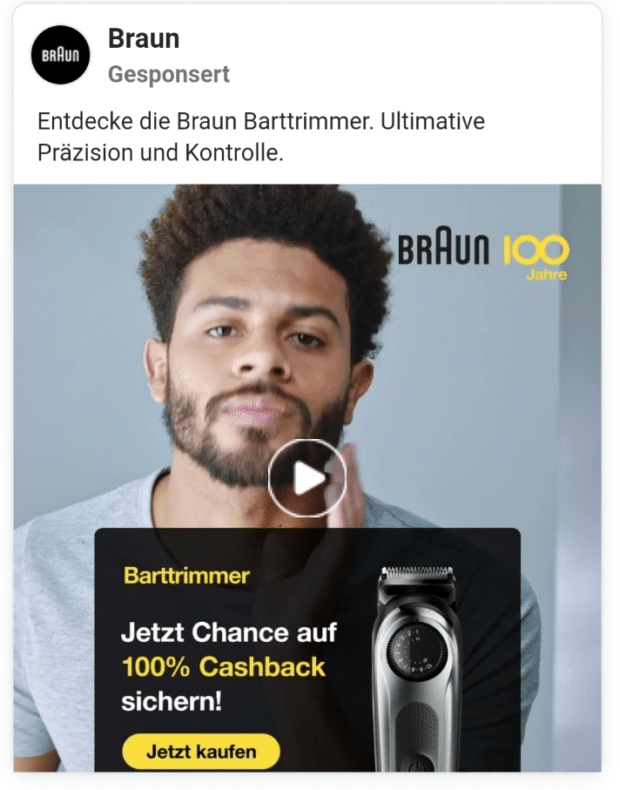 Braun bewirbt sein cashback angebot每视频广告