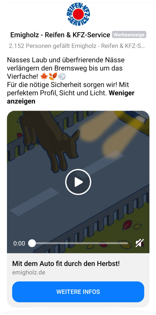 Die Messenger Ad von Emigholz Reifen & KFZ angeklick in voller Größe