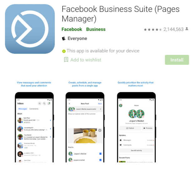 Facebook业务经理套房页面
