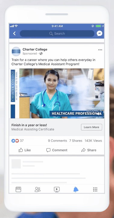 Facebook幻灯片广告特许学院医疗助理项目